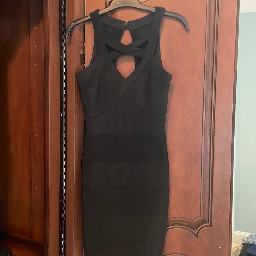 Black fitted cocktail dress